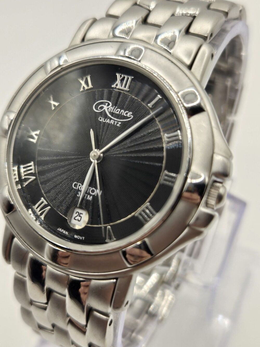 Reliance By Croton Black Sunburst Dial 38mm Stainless Steel Unisex Watch. 7.25"
